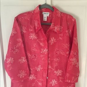 Embroidered coral blouse/jacket/tunic